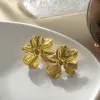 Golden flower earrings are fashionable and light luxury alloy earrings that are simple and versatile for women details Picture